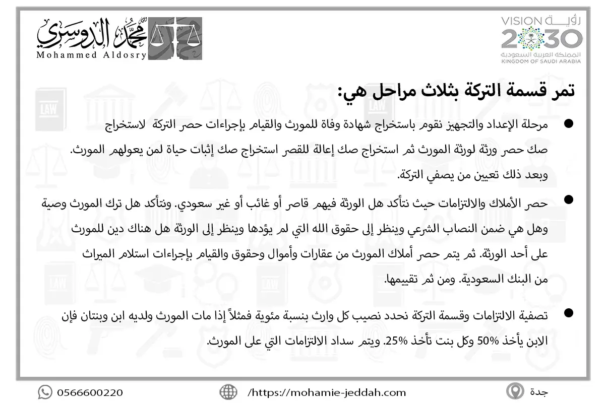 تمر قسمة التركة بثلاث مراحل