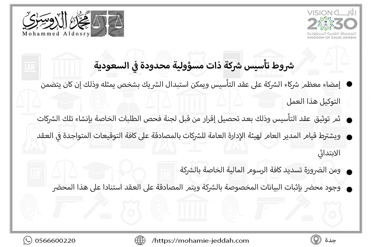 شروط تأسيس شركة ذات مسؤولية محدودة في السعودية