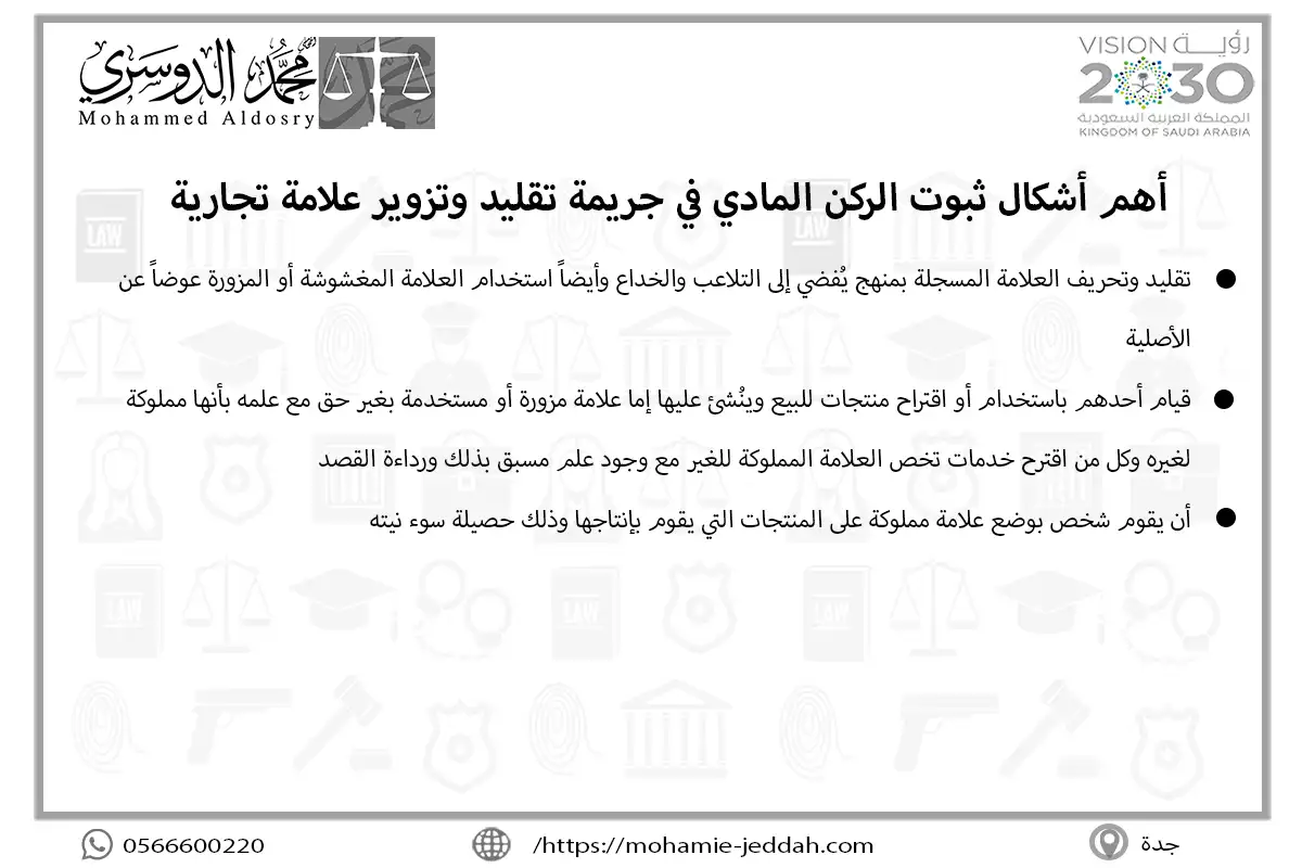 أهم أشكال ثبوت الركن المادي في جريمة تقليد وتزوير علامة تجارية