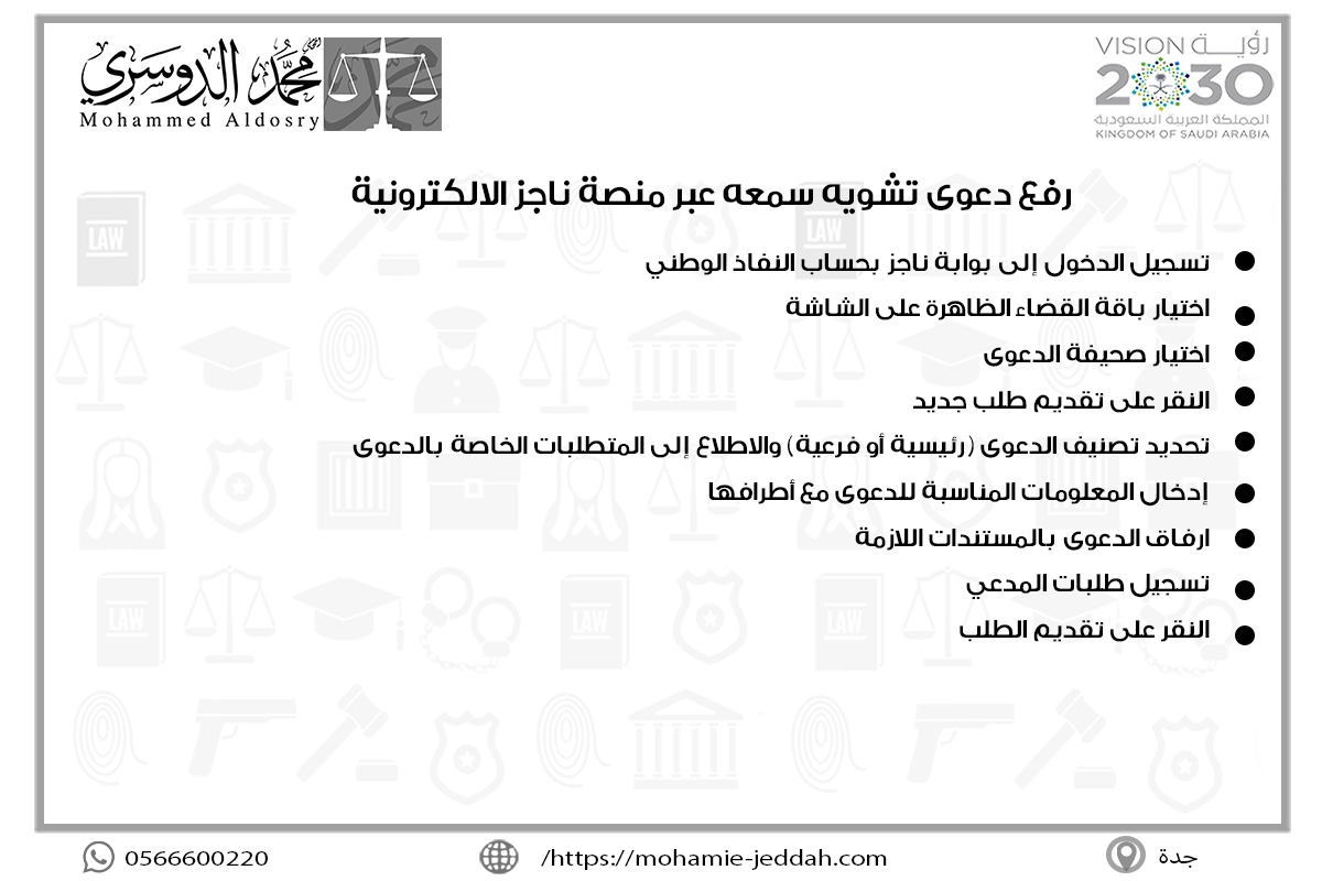 رفع دعوى تشويه سمعه عبر منصة ناجز الالكترونية