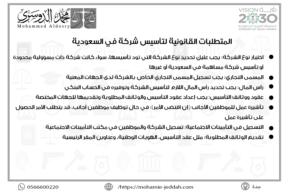 المتطلبات القانونية لتأسيس شركة في السعودية
