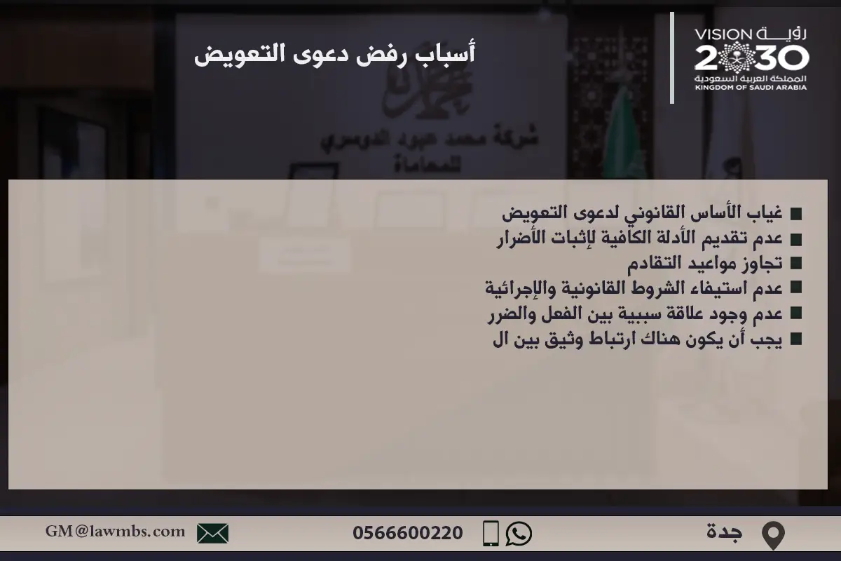 أسباب رفض دعوى التعويض