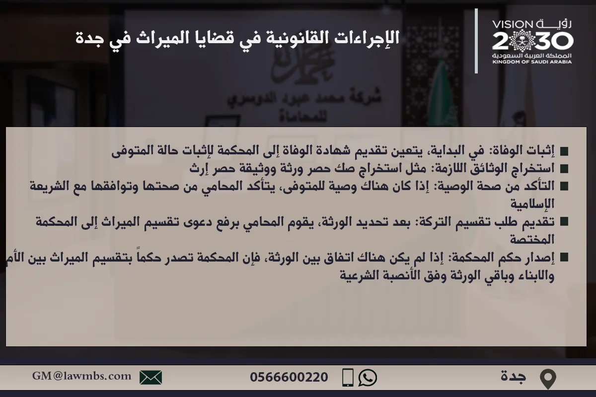 الإجراءات القانونية في قضايا الميراث في جدة - شرح للخطوات القانونية المتبعة في قضايا الميراث وفقًا للأنظمة السعودية