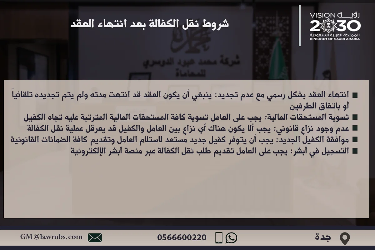 شروط نقل الكفالة بعد انتهاء العقد في السعودية وفقًا لنظام العمل السعودي